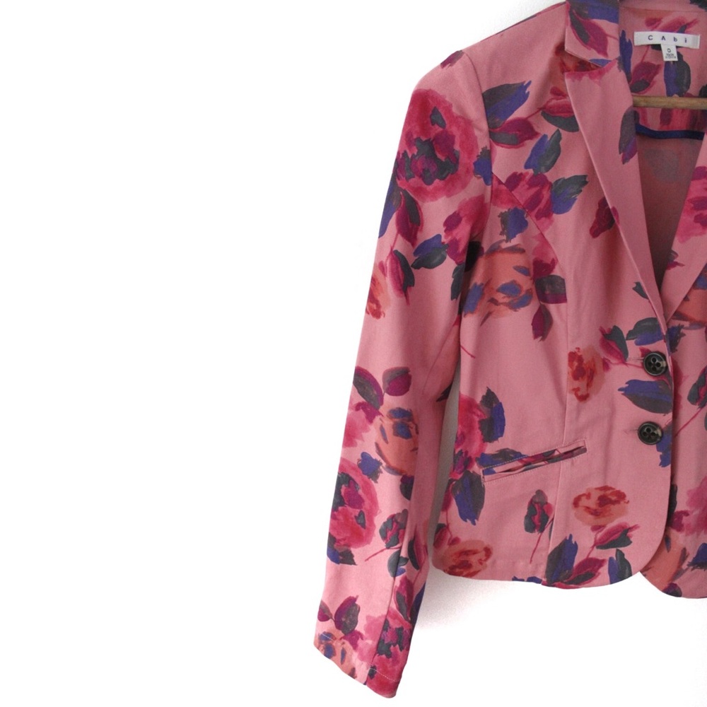 CAbi Pink Rose Garden Floral Buttoned Jacket Blazer Preowned XS - Picture 6 of 15